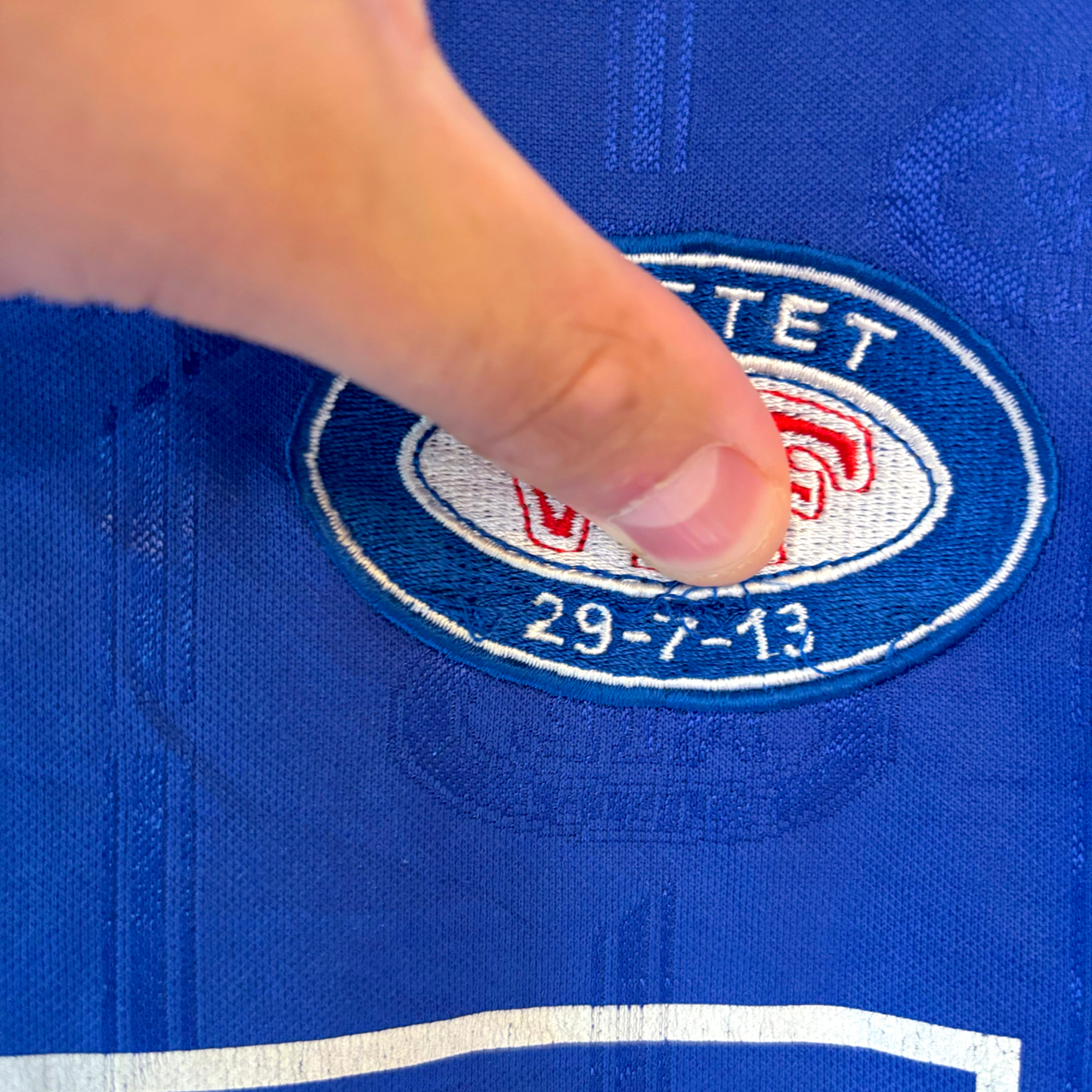 Blue Valerenga VIF 1998-1999 vintage football shirt with embroidered club badge and date detail. - Valerenga VIF 1998-1999 Home Football Shirt Jersey Adidas