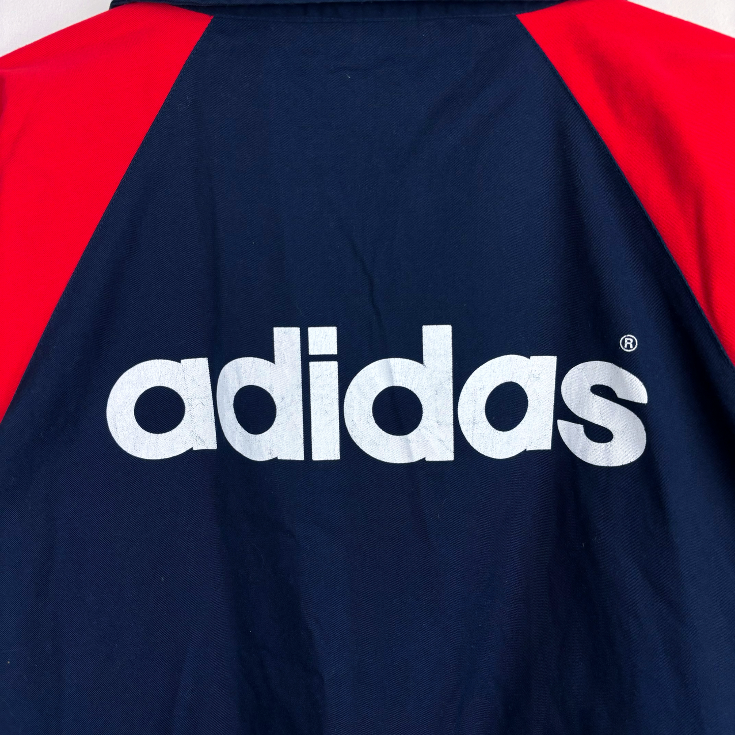 Navy and red vintage football shirt with white Adidas logo, classic retro soccer jersey design. - Arsenal 1992/1993/1994 FA Cup Pullover Drill Football Training Top