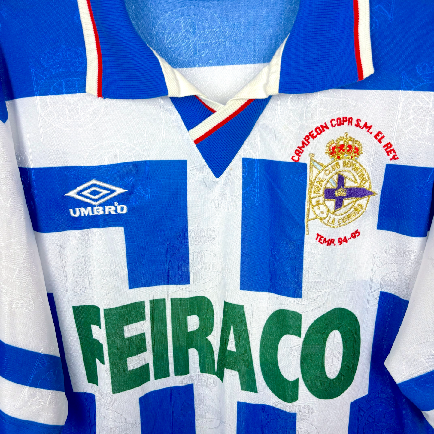 Deportivo La Coruna 1994-1997 Copa Del Rey Home Umbro Football Shirt