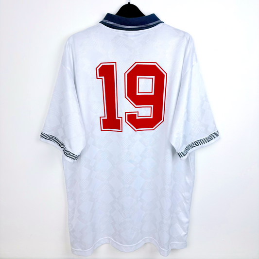 England 1990/1991/1992 Home Umbro Football Shirt Reissue - 19 Gascoigne