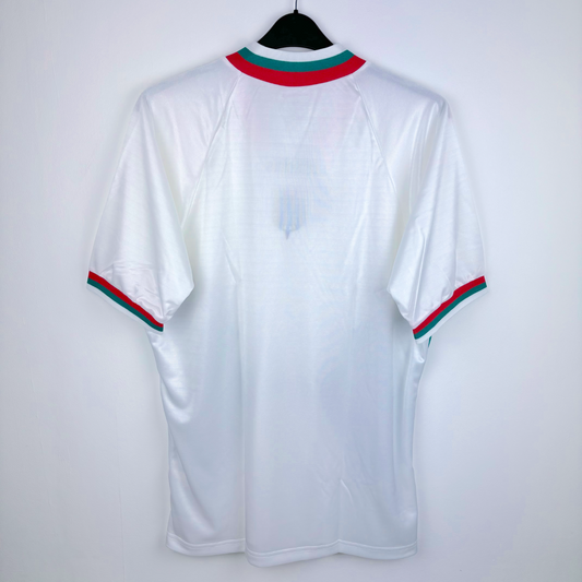 Back side view of old Bulgaria 1994 home shirt by adidas with green and red trim