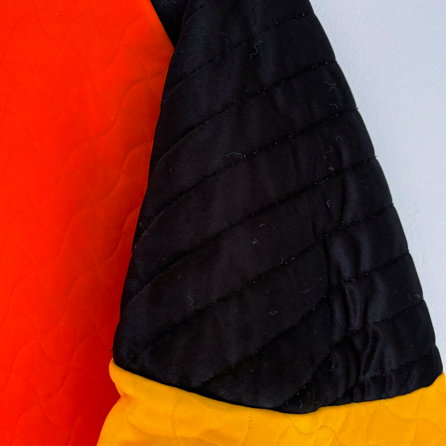 Liverpool FC 1995-1996 vintage football shirt with black quilted shoulder panels and bright orange fabric vintage retro. - Liverpool FC 1995-1996 Goal Keeper Football Shirt Adidas