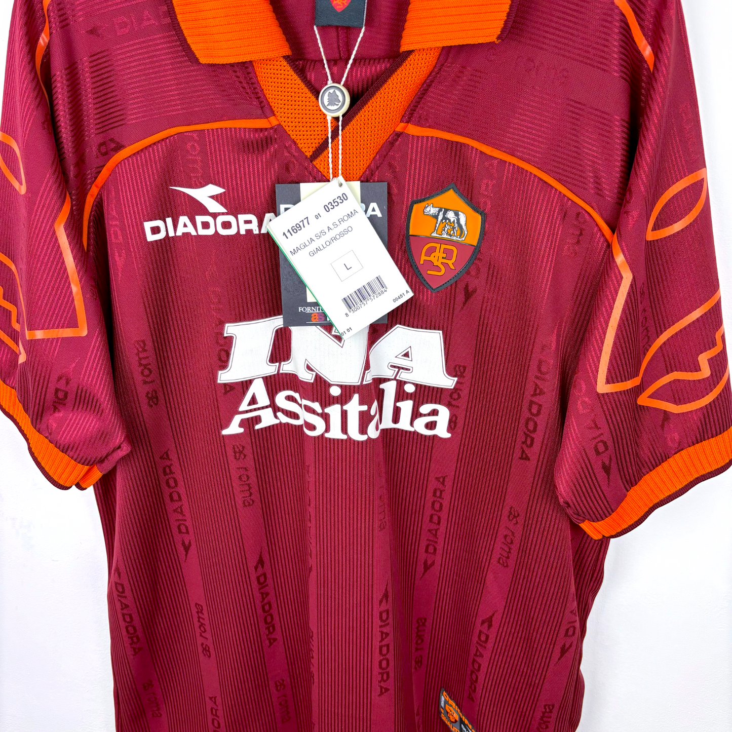 BNWT AS Roma 1999/2000 Home Football Shirt Maglia Calcio Diadora Nakata