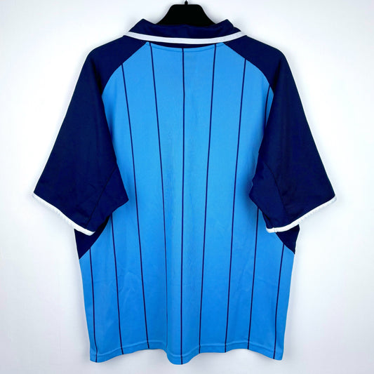Back view of Coventry City 2003 home shirt – sky blue vintage football shirt with number panel area visible