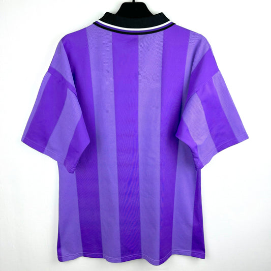 Rangers 1994-1995 adidas European classic football shirt in lilac with black collar.