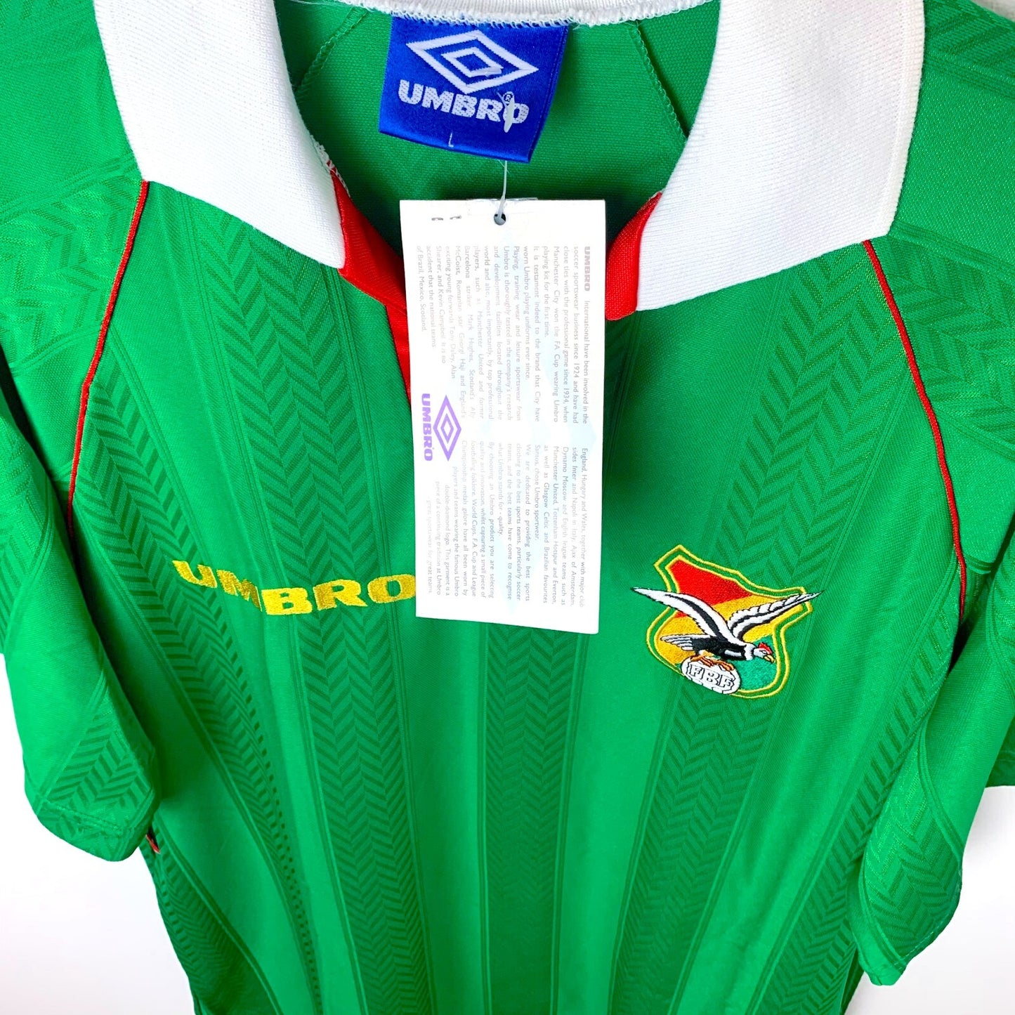 BNWT Bolivia 1994-1995 World Cup Home Football Shirt Umbro