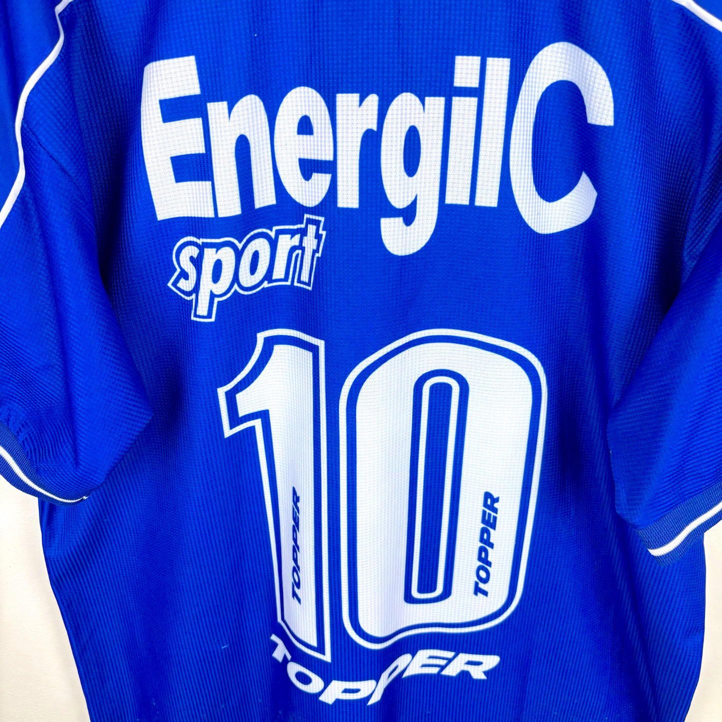 Blue Cruzeiro 1999-2000 vintage football shirt with white Topper logo and number 10 retro soccer jersey details. - Cruzeiro 1999-2000 Home Football Shirt Camisa Topper