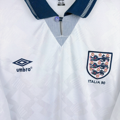 England 1990/1991/1992 Home Umbro Football Shirt Reissue - 19 Gascoigne