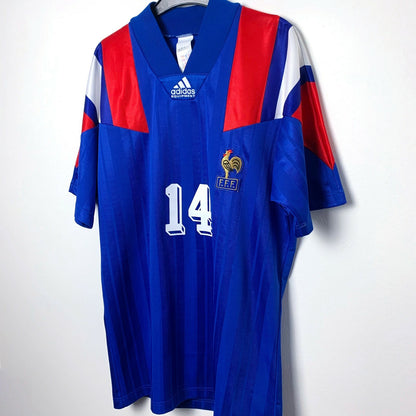 France FFF 1992/1993/1994 Home Football Maillot Shirt Adidas Durand 14