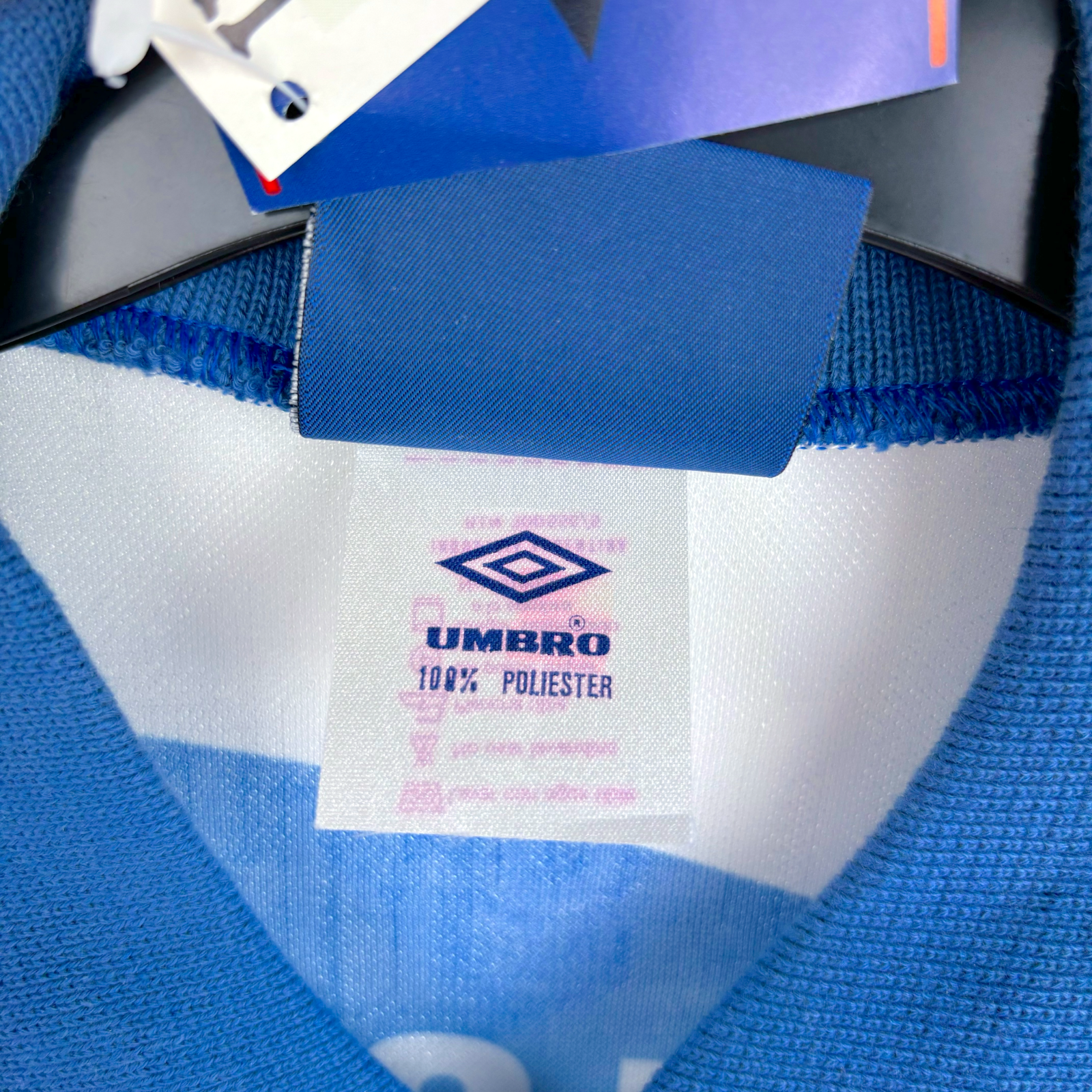 Blue Umbro tag on 100% polyester vintage football shirt collar from retro soccer jerseys collection. - BNWT Velez Sarsfield 1993/1994/1995 Home Football Shirt Camisa Umbro