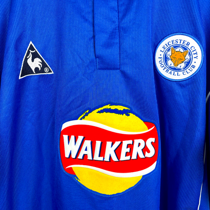 Blue vintage retro football shirt with Leicester City badge, Le Coq Sportif logo, and Walkers sponsor logo. - MINT Leicester City 2000-2001 Home Football Shirt Le Coq Sportif
