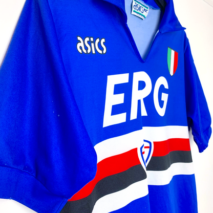 Sampdoria 1991-1992 Home Football Shirt Maglia Calcio Asics