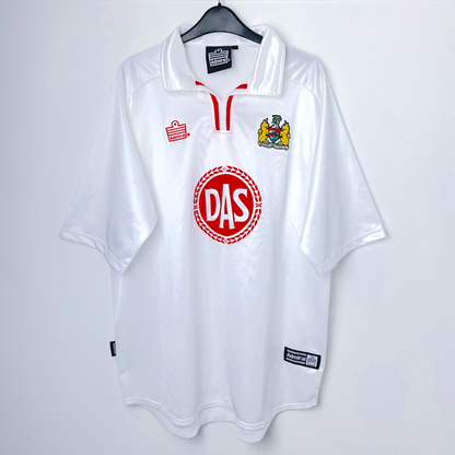 Bristol City away classic football shirt by Admiral in white. DAS red sponsor.