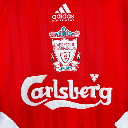 Red vintage football shirt with Liverpool FC crest, Adidas logo, and white Carlsberg sponsor logo. - Liverpool FC 1993/1994/1995 Home Football Shirt Adidas