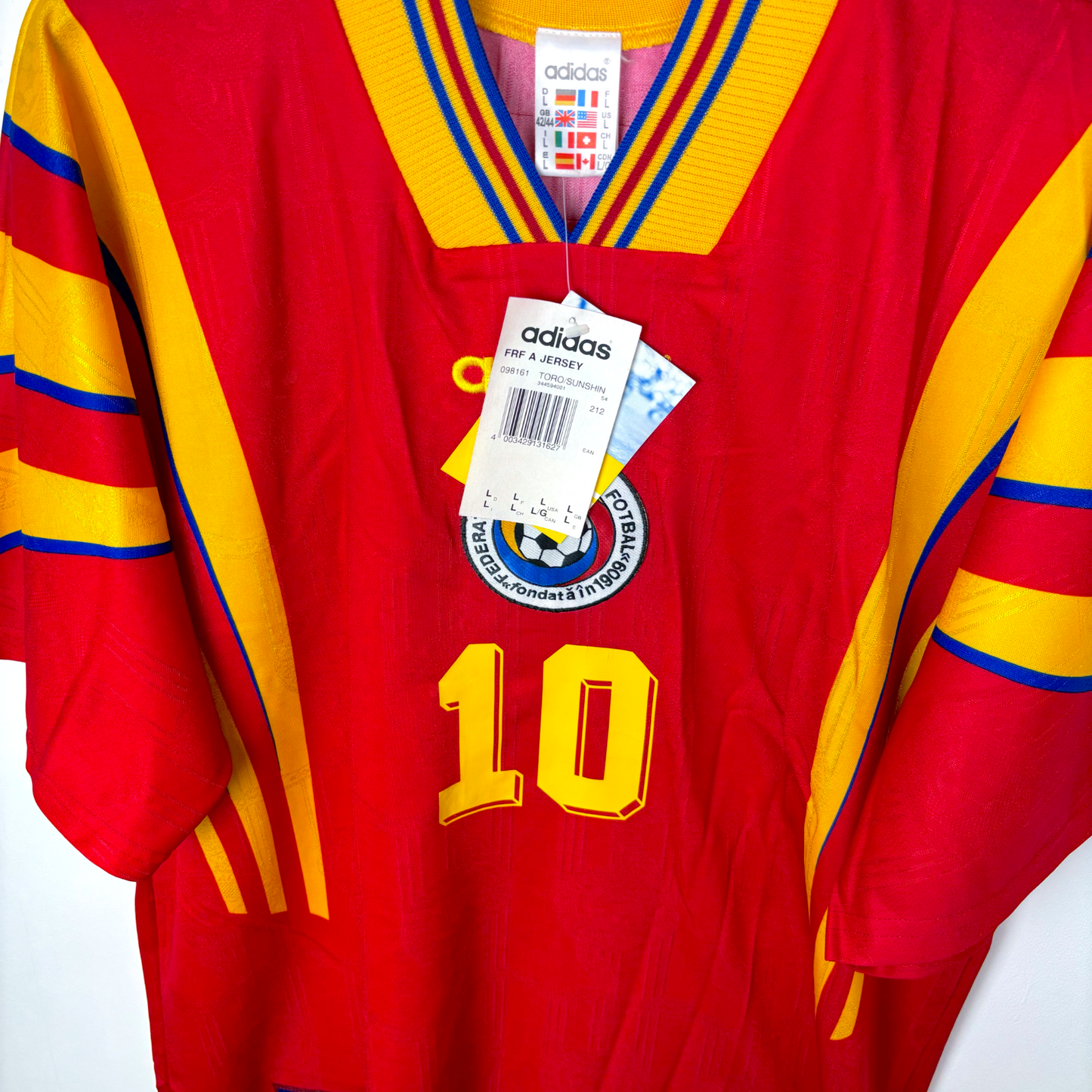 BNWT Romania 1996/1997/1998 Euro 96 Away Football Shirt Adidas - Hagi 10