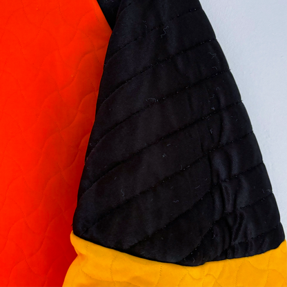 Liverpool FC 1995-1996 vintage football shirt with black quilted shoulder panels and bright orange fabric vintage retro. - Liverpool FC 1995-1996 Goal Keeper Football Shirt Adidas