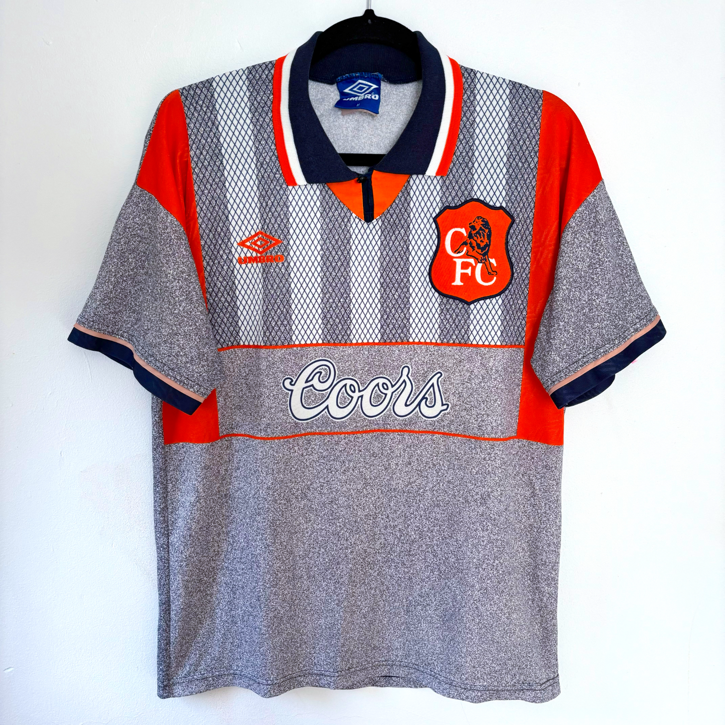 Vintage Chelsea 1994-1996 away football shirt by Umbro with Coors sponsorship, retro football classics shirts. - Chelsea 1994/1995/1996 Away Football Shirt Umbro Jersey Coors
