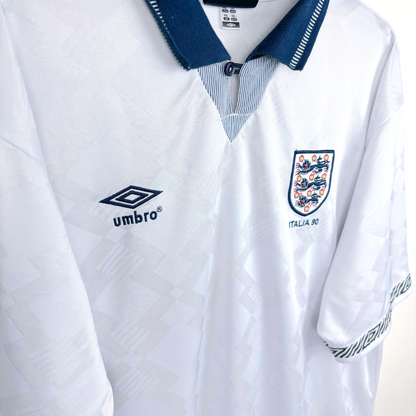 England 1990/1991/1992 Home Umbro Football Shirt Reissue - 19 Gascoigne