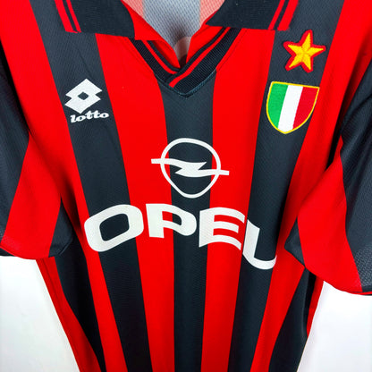 AC Milan 1996-1997 Lotto Home Football Shirt Baggio 18 SUBLIMATED