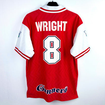 Arsenal 1996-1998 Nike vintage football shirt red body and white sleeves. 'Wright 8' print to reverse.