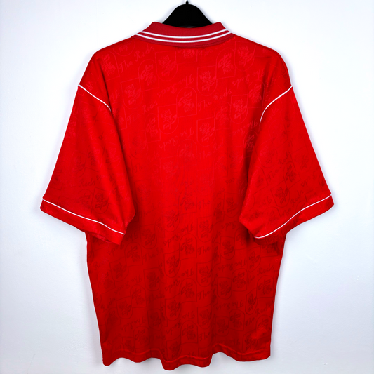 Rear view of Barnsley 1996-1997 home classic football shirt produced by Admiral. 