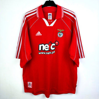Benfica 2000-2001 Adidas home vintage football shirt. Red body with white trim. NETC sponsor.