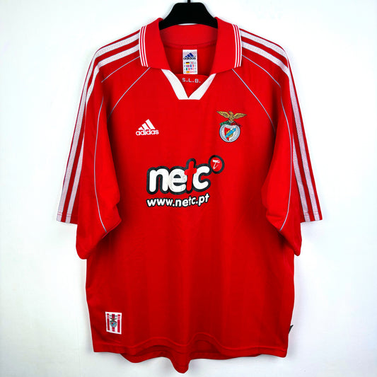 Benfica 2000-2001 Adidas home vintage football shirt. Red body with white trim. NETC sponsor.