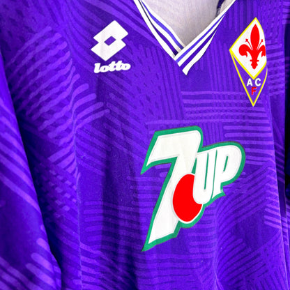 Fiorentina 1992-1993 Lotto 7up Home Football Shirt Jersey