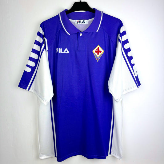 Fiorentina 1999-2000 FILA home vintage football shirt. Purple body with white side panels and sleeves. Player issue version with no sponsor.