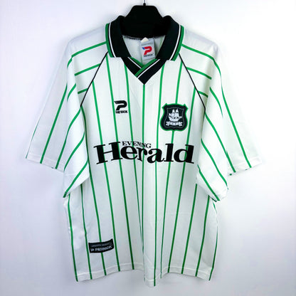 Plymouth Argyle 2000-2001 Admiral classic football shirt white body and green pinstripes.
