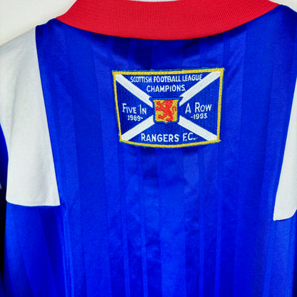 Rangers 1992-1994 '5 In A Row' Adidas Home Football Shirt