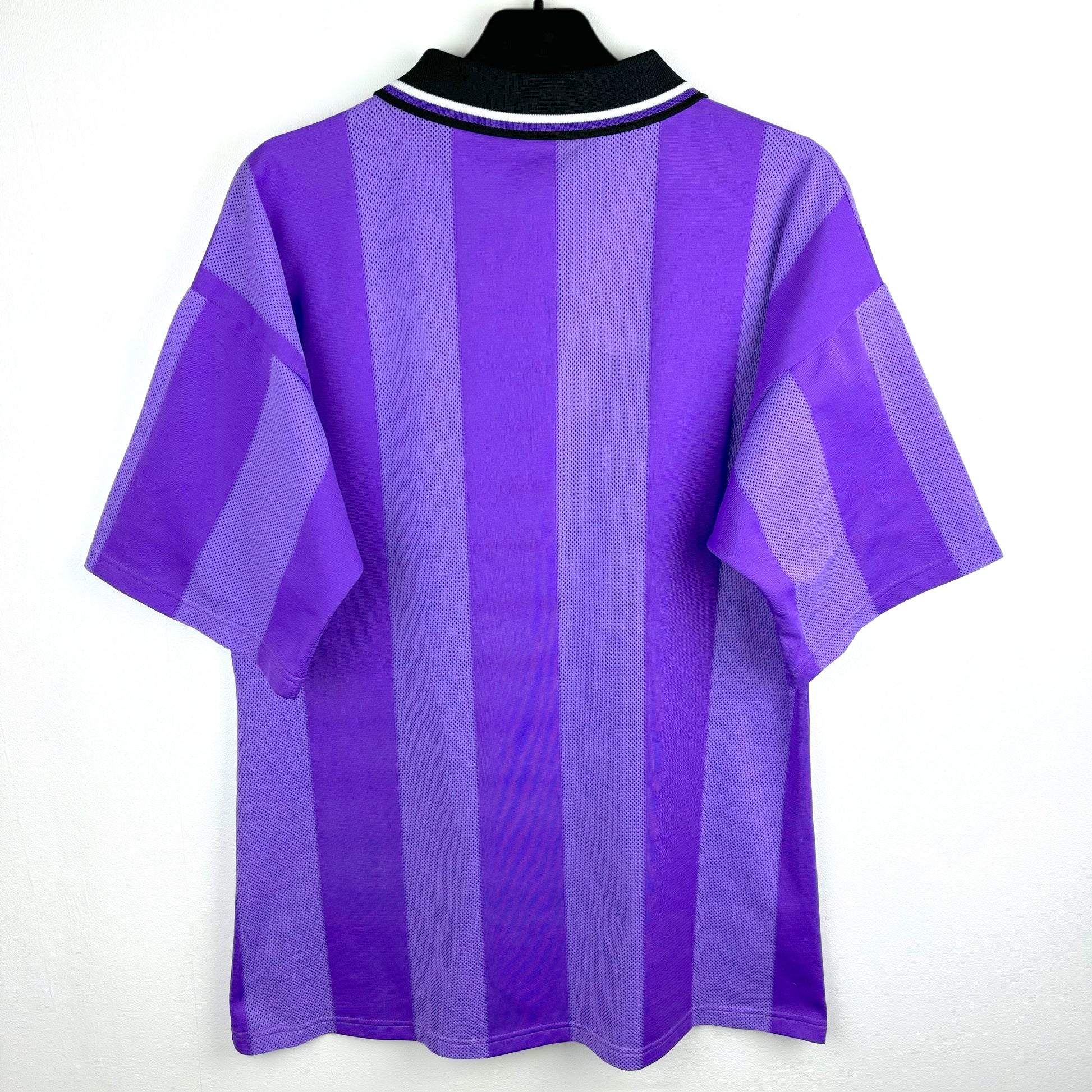 Rangers 1994-1995 adidas European classic football shirt in lilac with black collar.