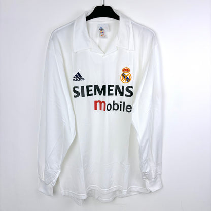 Real Madrid 2001-2002 Adidas Long Sleeve Home Football Shirt