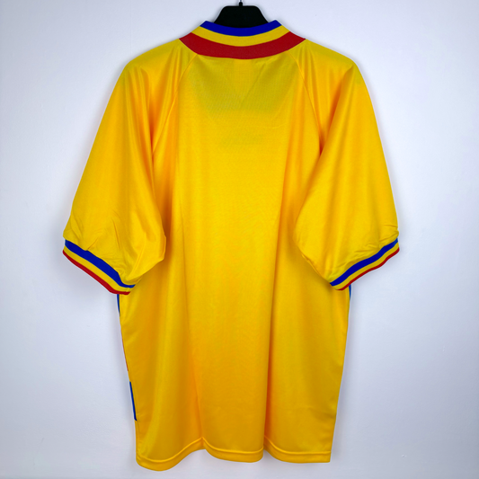 Rear view of Romania 1994-1995 retro football shirt produced by Adidas. 