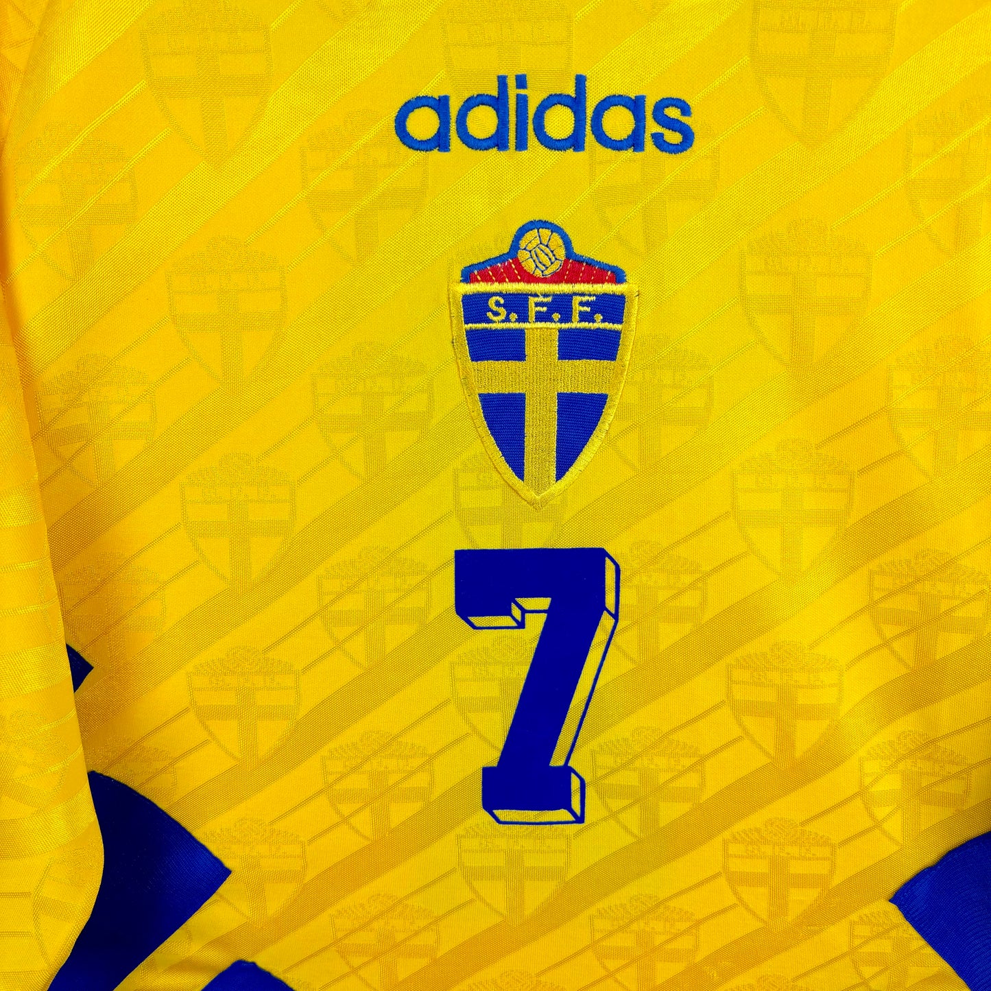 Sweden 1994-1996 Adidas Home Football Shirt Jersey Larsson