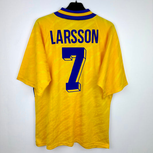 Sweden 1994-1996 Adidas Home Football Shirt Jersey Larsson
