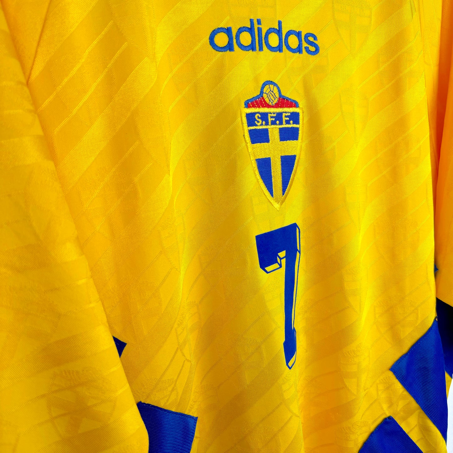 Sweden 1994-1996 Adidas Home Football Shirt Jersey Larsson